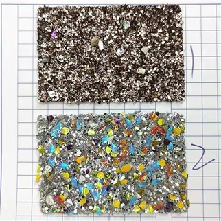 1. {1-1. 6 mm 3d glinsterende pailletten gebroken stenen dikke glitterstof faux leer